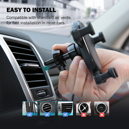 Crong Gravity Auto-Lock Car Holder – Uchwyt samochodowy grawitacyjny do telefonu 4,7”-6,5” (czarny) (CRG-CH5-BLK)