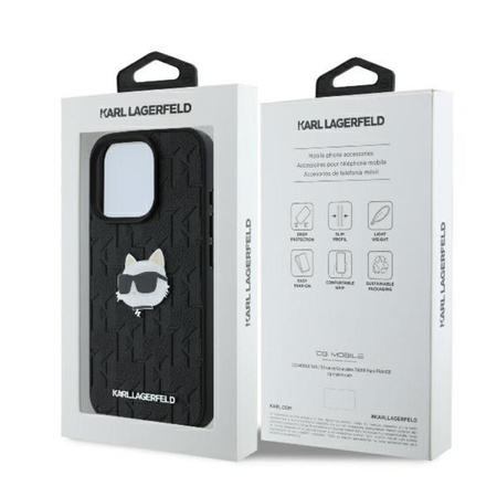 Karl Lagerfeld Monogram Choupette Head Pin - Etui iPhone 16 Pro (czarny) (KLHCP16LPGKLCHPK)