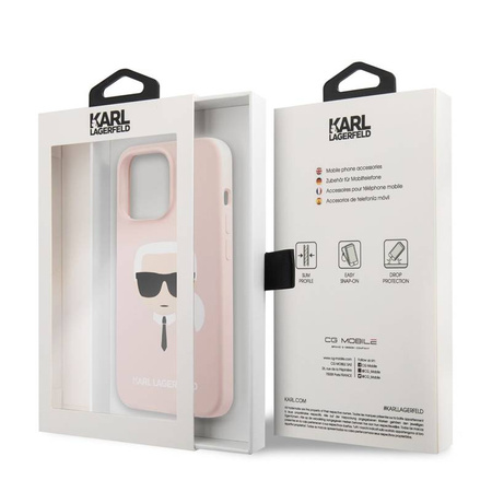 Karl Lagerfeld Silicone Ikonik Karl`s Head - Etui iPhone 13 Pro Max (różowy) (KLHCP13XSLKHLP)
