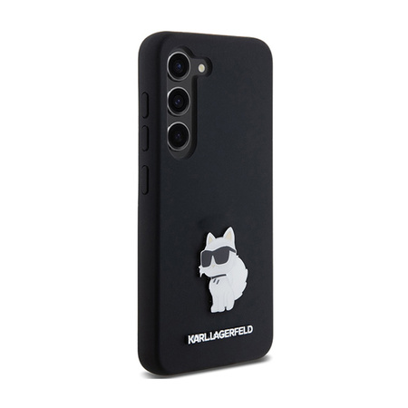 Karl Lagerfeld Silicone Choupette Metal Pin - Etui Samsung Galaxy S24 (czarny) (KLHCS24SSMHCNPK)