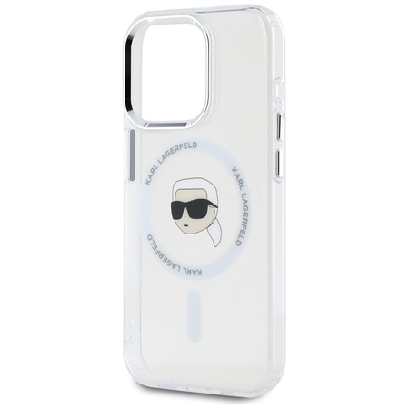 Karl Lagerfeld IML Metal Karl Head MagSafe - Etui do iPhone 15 Pro Max (biały) (KLHMP15XHLSKIH)