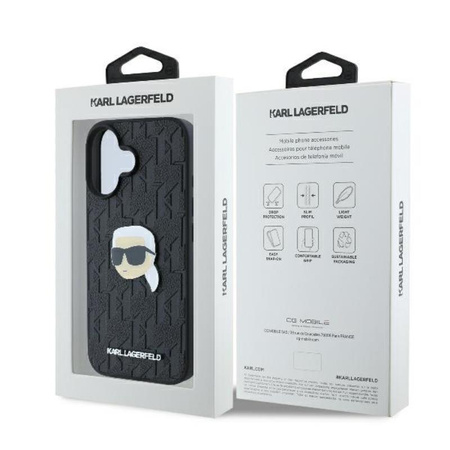 Karl Lagerfeld Monogram Karl Head Pin - Etui iPhone 16 (czarny) (KLHCP16SPGKLKIPK)