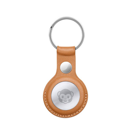 Crong Leather Case with Key Ring – Skórzane etui ochronne brelok do Apple AirTag (brązowy) (CRG-ATL-BRW)