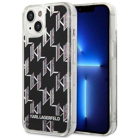 Karl Lagerfeld Monogram Liquid Glitter - Etui iPhone 14 Plus (czarny) (KLHCP14MLMNMK)