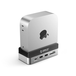 Orico Stacja dokująca do MacMini M4, USB-C 10 Gbps, z obudową M.2 NVMe, pionowa, metalowa (VS10-SV-EP)