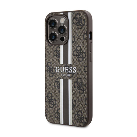 Guess 4G Printed Stripes MagSafe - Etui iPhone 13 Pro (Brązowy) (GUHMP13LP4RPSW)