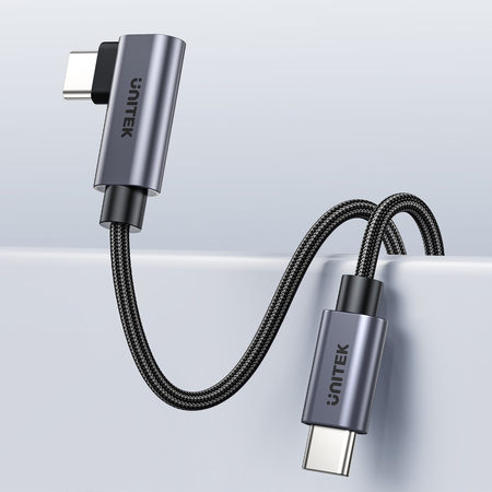 Unitek Kabel USB-C kątowy 90° PD100W 3m - czarny (C14123BK-3M)