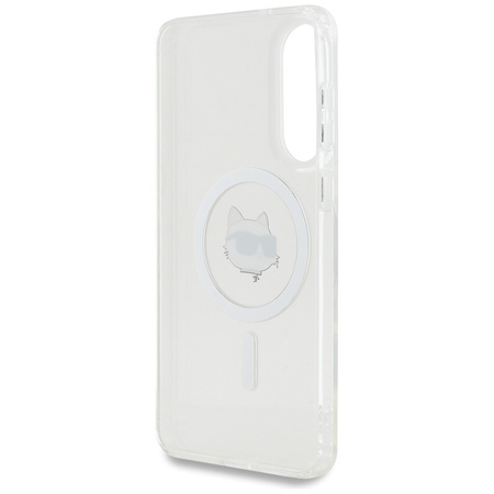 Karl Lagerfeld Button Choupette Head Printed Logo MagSafe - Etui Samsung Galaxy S25 Edge (biały) (KLHMS25EHLSCHH)
