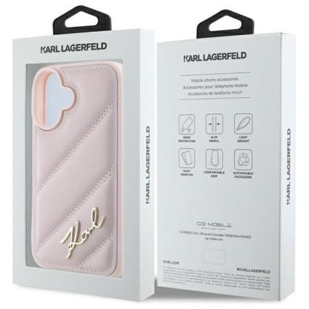 Karl Lagerfeld Quilted Signature - Etui iPhone 16 (różowy) (KLHCP16SPQDSMGP)