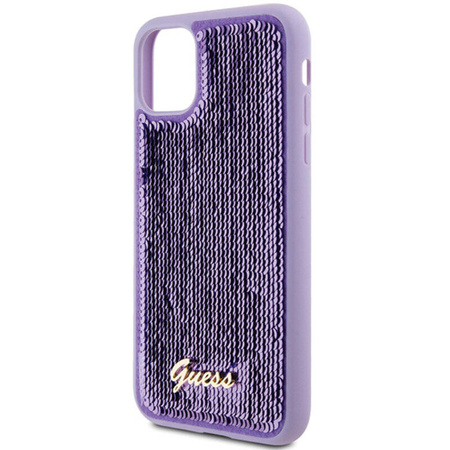 Guess Sequin Script Metal - Etui iPhone 11 (fioletowy) (GUHCN61PSFDGSU)