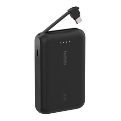 Belkin Powerbank 10 000 mAh, 20W, wbudowany kabel USB-C, czarny (BPB021HQBK)