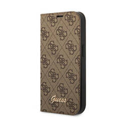 Guess 4G Metal Camera Outline Booktype Case - Etui iPhone 14 (brązowy) (GUBKP14SHG4SHW)