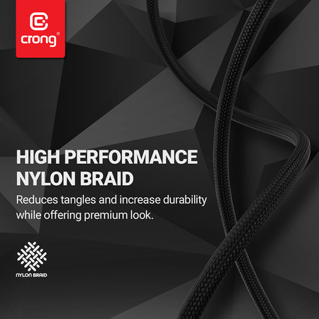 Crong Armor Link - Kabel 60W PD 3A USB-C do USB-C 150cm (czarny) (CRG-AL15USCC-BLK)