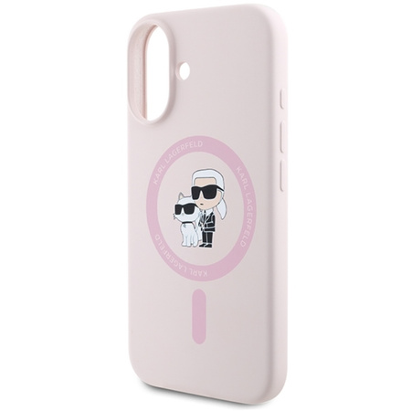 Karl Lagerfeld Silicone Karl & Choupette Ring MagSafe - Etui iPhone 16 Plus (różowy) (KLHMP16MSCMKCRHP)