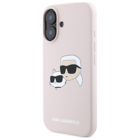 Karl Lagerfeld Silicone Double Heads Print MagSafe - Etui iPhone 16 (różowy) (KLHMP16SSKCHPPLP)