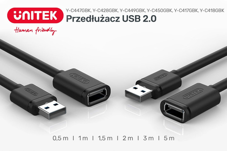 Unitek przewód przedłużacz USB 2.0 AM-AF 1,5M (Y-C449GBK)