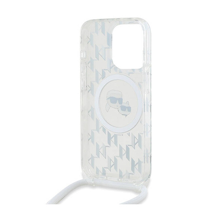 Karl Lagerfeld IML Crossbody Monogram Karl & Choupette Head MagSafe - Etui iPhone 15 Pro Max (przezroczysty) (KLHMP15XHCKCKLCT)