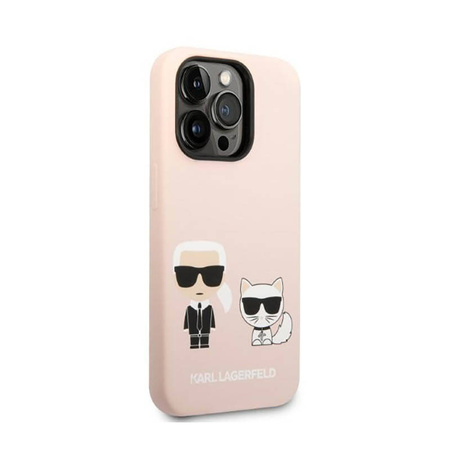 Karl Lagerfeld Liquid Silicone Karl & Choupette MagSafe - Etui iPhone 14 Pro (różowy) (KLHMP14LSSKCI)
