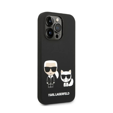 Karl Lagerfeld Liquid Silicone Karl & Choupette MagSafe - Etui iPhone 14 Pro (czarny) (KLHMP14LSSKCK)