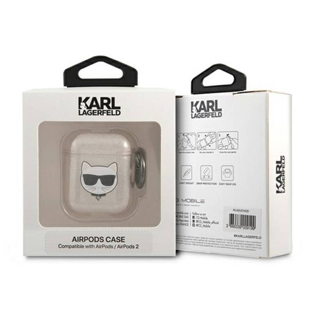 Karl Lagerfeld Choupette Head Glitter - Etui Airpods (złoty) (KLA2UCHGD)