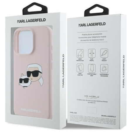 Karl Lagerfeld Silicone Double Heads Print MagSafe - Etui iPhone 16 Pro (różowy) (KLHMP16LSKCHPPLP)