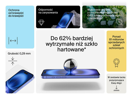 Belkin Szkło na iPhone 16 Plus / 15 Plus / 14 Pro Max InvisiGlass z aplikatorem (OVA172HQ)