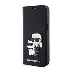 Karl Lagerfeld Booktype NFT Saffiano Karl & Choupette - Etui iPhone 14 Pro (Czarny) (KLBKP14LSANKCPK)