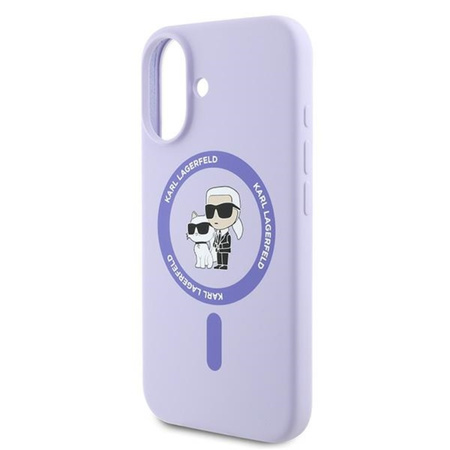 Karl Lagerfeld Silicone Karl & Choupette Ring MagSafe - Etui iPhone 16 Plus (fioletowy) (KLHMP16MSCMKCRHU)