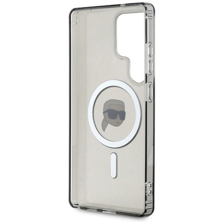 Karl Lagerfeld Button Karl Head Printed Logo MagSafe - Etui Samsung Galaxy S25 Ultra (czarny) (KLHMS25LHLSKIK)