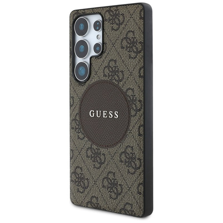 Guess 4G Round Patch Classic Logo MagSafe - Etui do Samsung Galaxy S25 Ultra (brązowy) (GUHMS25LP4PGRSGW)