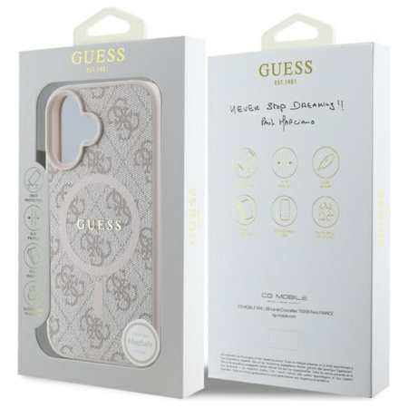 Guess 4G Ring Classic Logo MagSafe - Etui iPhone 16 (różowy) (GUHMP16SG4GFRP)