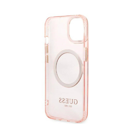 Guess Gold Outline Translucent MagSafe - Etui iPhone 13 (różowy) (GUHMP13MHTCMP)
