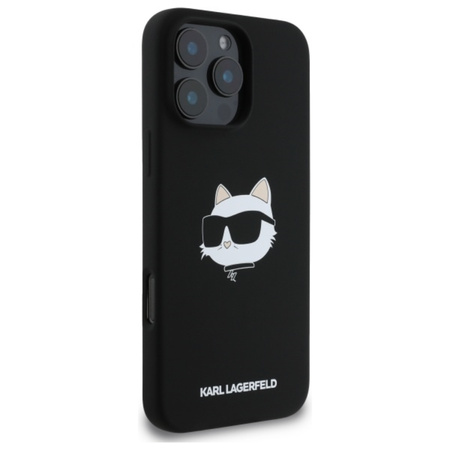 Karl Lagerfeld Silicone Choupette Head Print MagSafe - Etui iPhone 16 Pro (czarny) (KLHMP16LSCHPPLK)