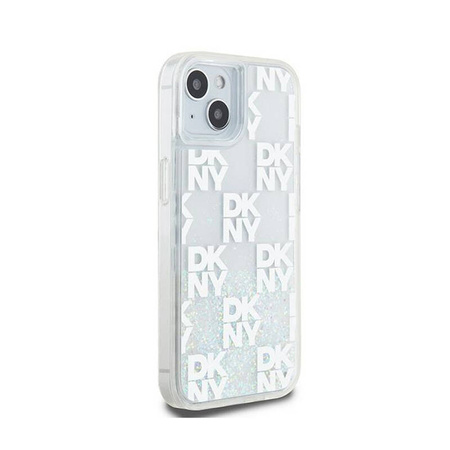 DKNY Liquid Glitter Multilogo - Etui iPhone 15 / 14 / 13 (biały) (DKHCP15SLCPEPT)