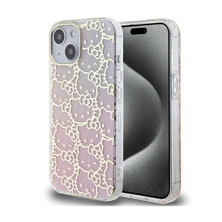 Hello Kitty IML Gradient Electrop Crowded Kitty Head - Etui iPhone 15 (różowy) (HKHCP15SHCHPEP)