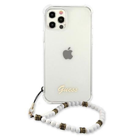 Guess White Pearl Strap - Etui iPhone 12 Pro Max (przezroczysty) (GUHCP12LKPSWH)