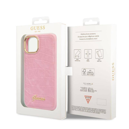 Guess Croco Collection - Etui iPhone 14 (różowy) (GUHCP14SHGCRHP)