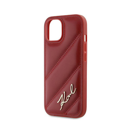 Karl Lagerfeld Diagonal Quilted Script - Etui iPhone 15 / 14 / 13 (czerwony) (KLHCP15SPQDSMGR)