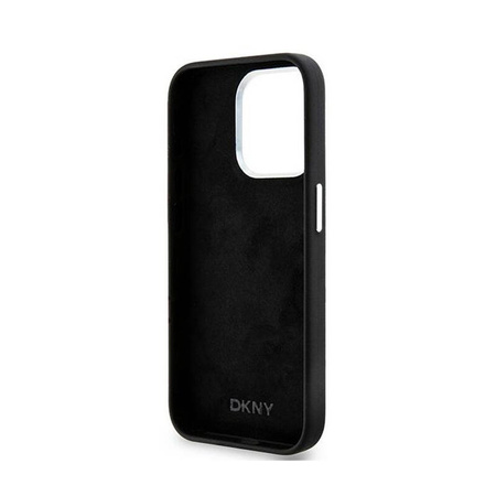 DKNY Liquid Silicone Small Metal Logo MagSafe - Etui iPhone 15 Pro (czarny) (DKHMP15LSMCHLK)