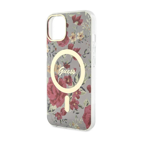 Guess Flower MagSafe - Etui iPhone 14 Plus (Zielony) (GUHMP14MHCFWSA)