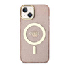 Guess Glitter Gold MagSafe - Etui iPhone 14 Plus (Różowy) (GUHMP14MHCMCGP)