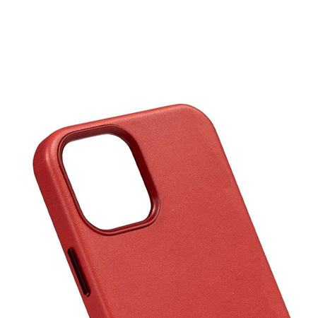 Crong Essential Cover - Etui ze skóry ekologicznej iPhone 12 Pro Max (czerwony) (CRG-ESS-IP1267-RED)