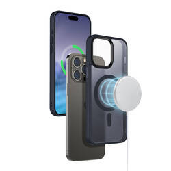 Crong Hybrid Frost MAG Cover - Etui iPhone 15 Pro MagSafe (granatowy) (CRG-HFM-IP1561P-BLUE)
