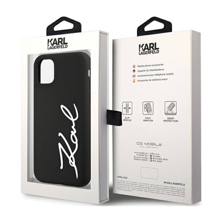 Karl Lagerfeld Silicone Signature - Etui iPhone 11 (Czarny) (KLHCN61SKSVGK)