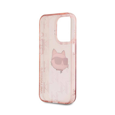Karl Lagerfeld IML Choupette Head & Monogram - Etui iPhone 15 Pro (różowy) (KLHCP15LHKLPCHP)