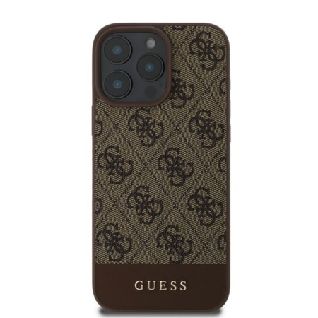 Guess 4G Bottom Stripe - Etui iPhone 16 Pro Max (brązowy) (GUHCP16XG4GLBR)