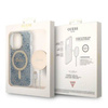 Guess Bundle Pack MagSafe 4G - Zestaw etui + ładowarka MagSafe iPhone 14 Pro (niebieski/złoty) (GUBPP14LH4EACSB)