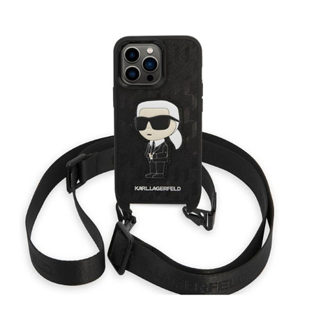 Karl Lagerfeld NFT Monogram Ikonik Patch - Etui iPhone 14 Pro (czarny) (KLHCP14LSTKMK)