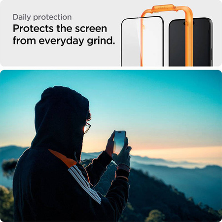 Spigen Alm Glass FC 2-Pack - Szkło hartowane do iPhone 15 2 szt (Czarna ramka) (AGL06906)