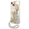 Guess Flower Cord - Etui ze smyczką iPhone 13 mini (Purple) (GUHCP13SHFLSU)
